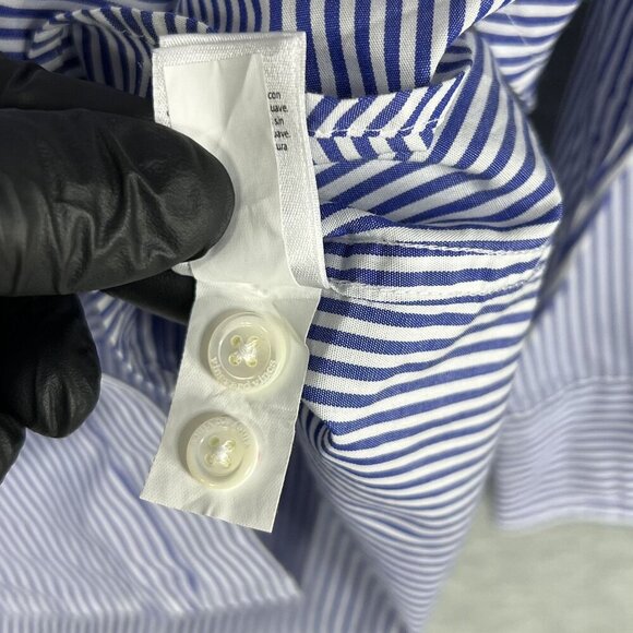 Vineyard Vines Womens 8 Relaxed Fit Purple Striped Button Up Shirt Plaid Pocket - Picture 13 of 15